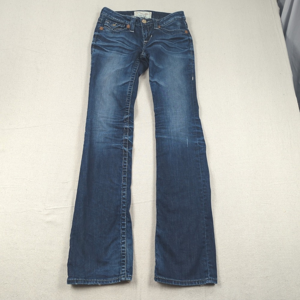 Big Star Jeans Womens 26 Blue Long Liv Boot Cut Western Boho Cowgirl Dark Wash